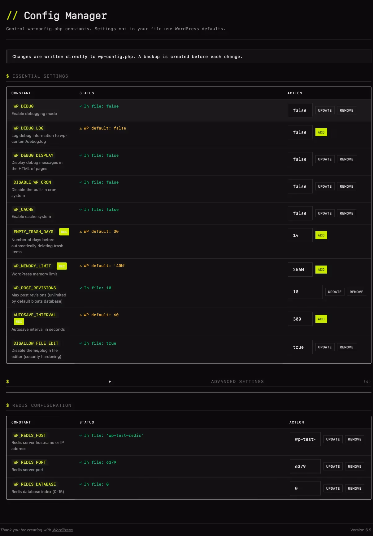 Config Manager screenshot