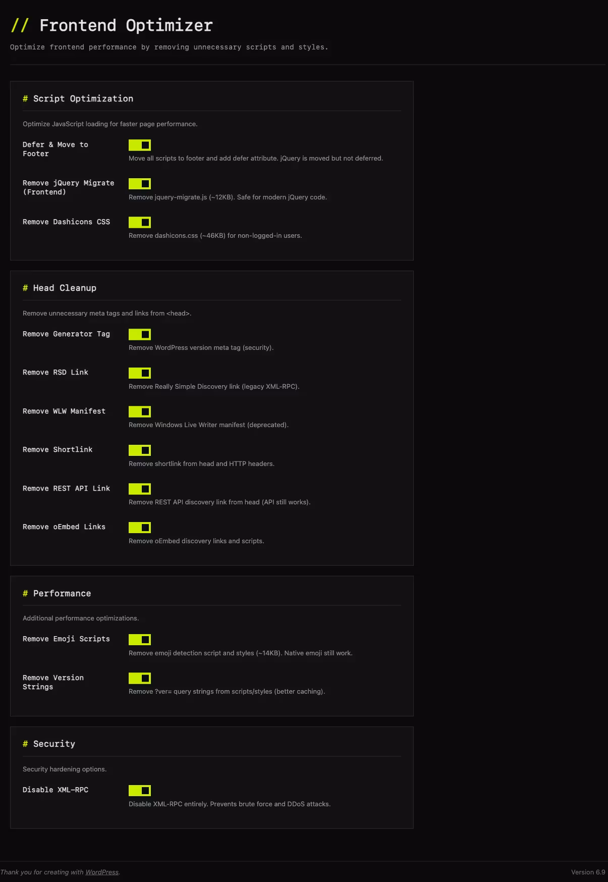 Frontend Optimizer screenshot