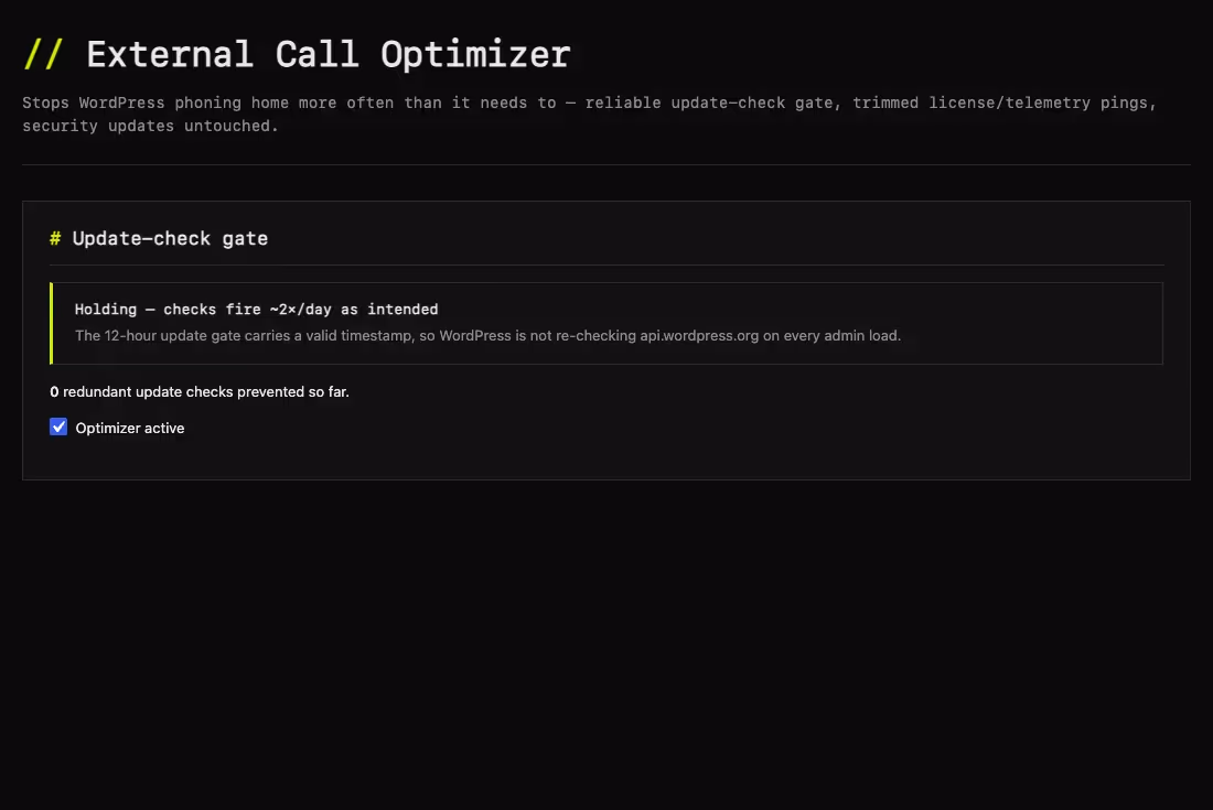External Call Optimizer screenshot