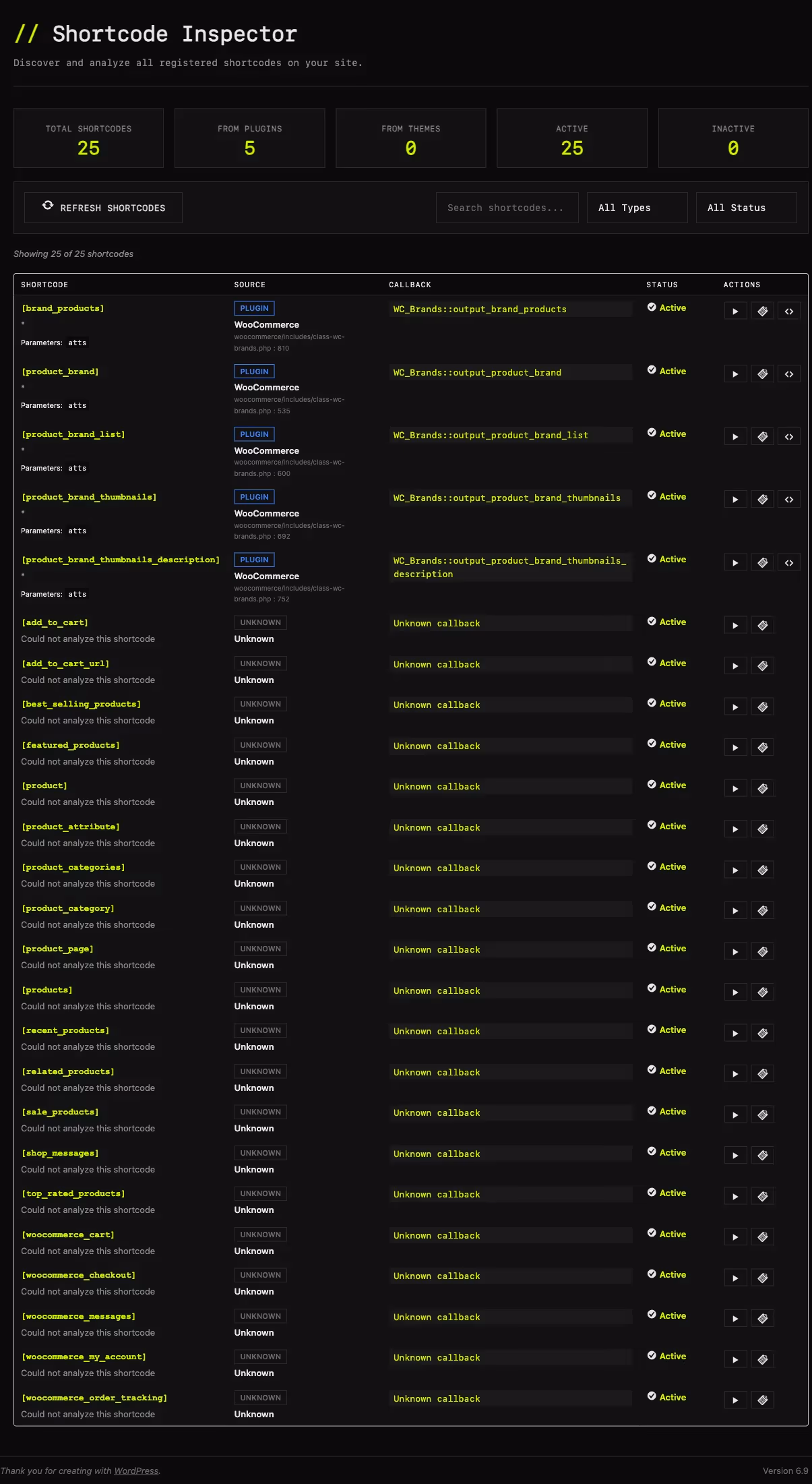Shortcode Inspector screenshot