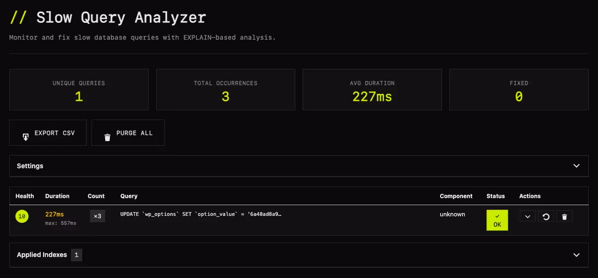 Slow Query Analyzer screenshot